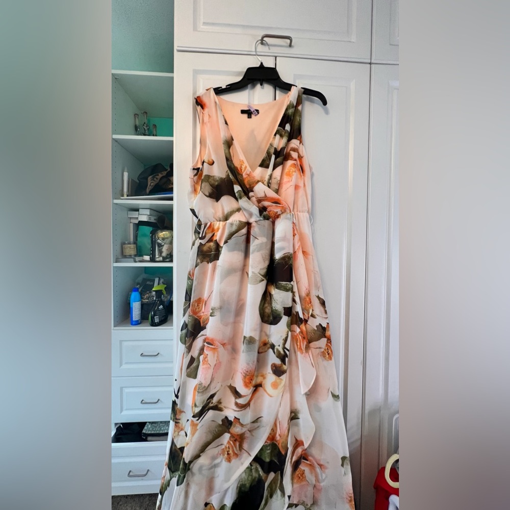 Peach floral maxi dress